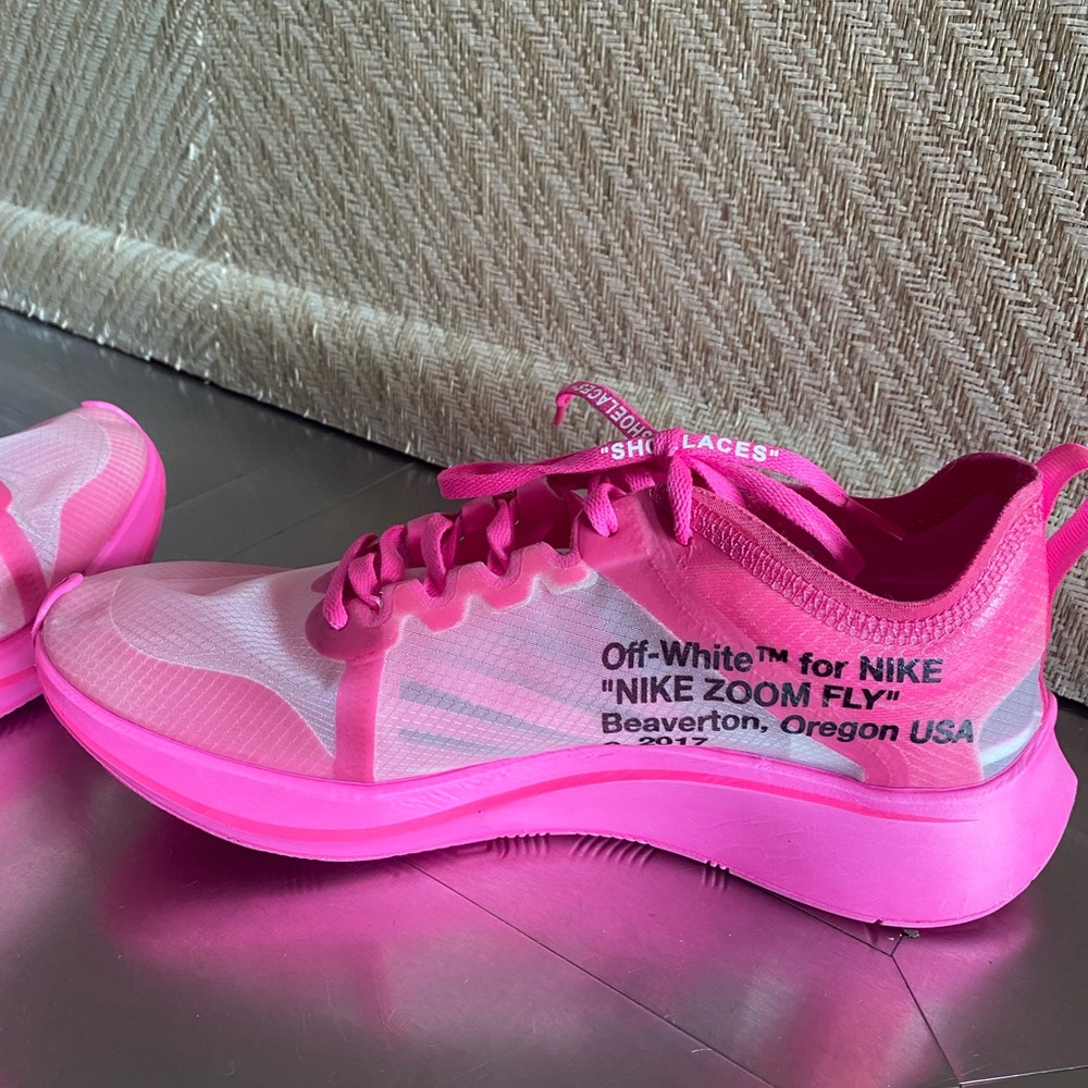 Off-White for Nike, hot pink transparent mesh sneakers